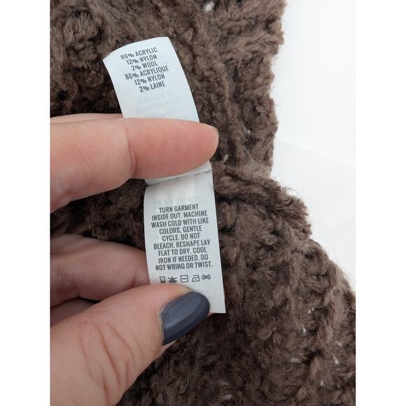 Aerie Open Weave Wool Blend Mock Neck Sweater Chocolate Brown Cold Weather XS - Picture 4 of 6